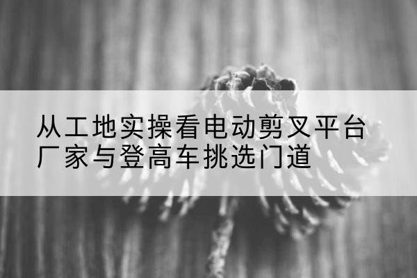 乐至电动剪叉升降平台厂家-从工地实操看电动剪叉平台厂家与登高车挑选门道